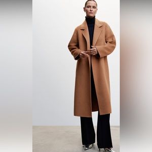 Mango Wool Coat in Tan Color - Size Small